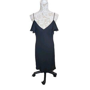 Chelsea Nites Vintage Black Formal spaghetti Strap Midi Dress, 12P Cocktail Prom